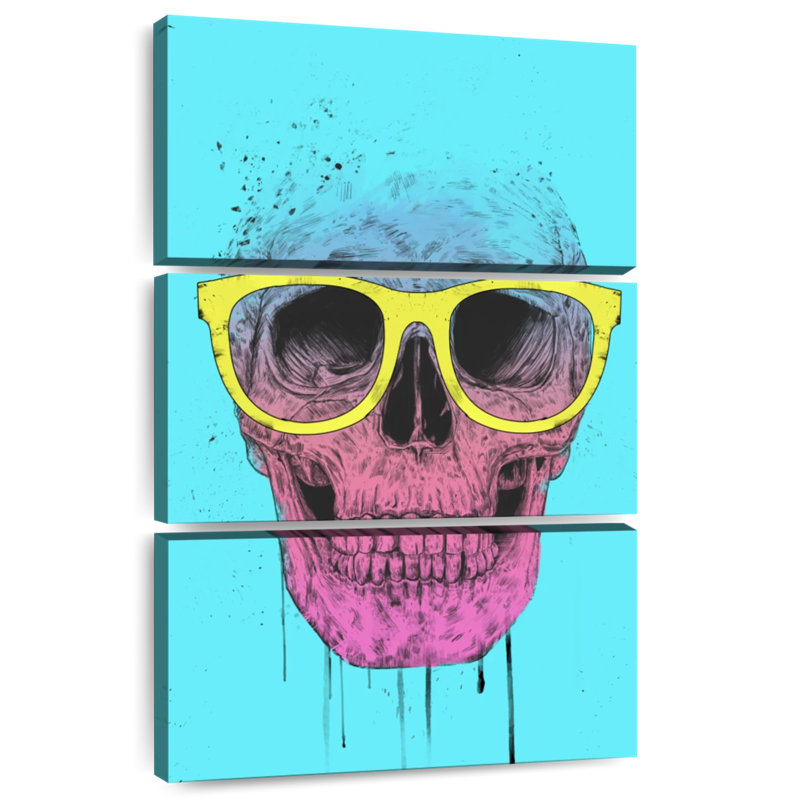 Kerner Pop Art Skull With Glasses, 45" H x 28" W