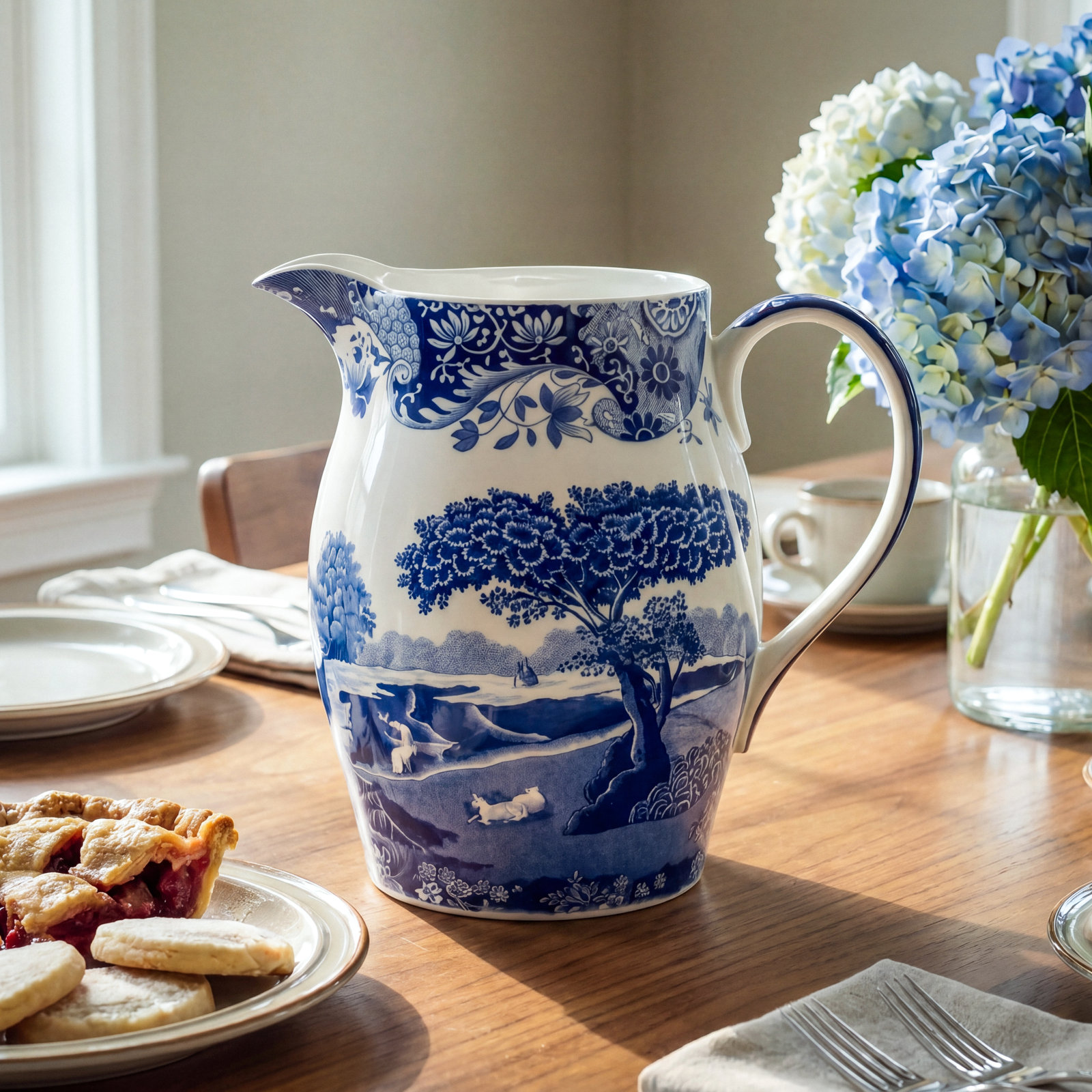 Blue Italian Porcelain Pitcher