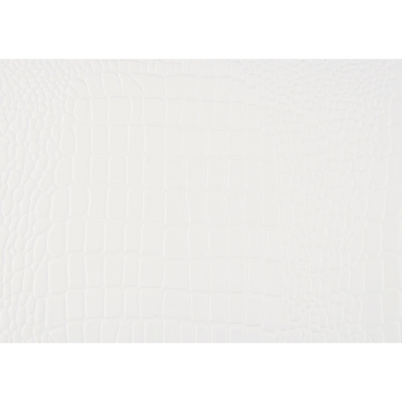 Table de chevet Traditional 3 blanche avec ornement en faux alligator pour la chambre à coucher