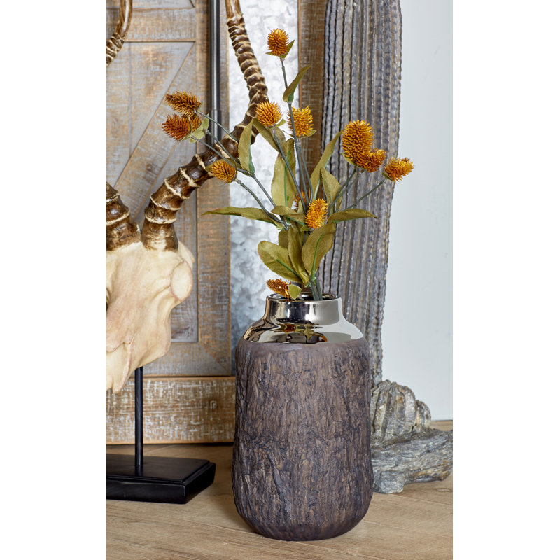 Wilclay Stoneware Table Vase, Gold, 10" H x 5" W x 5" D