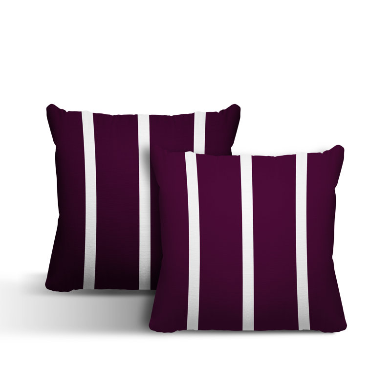  Coussin décoratif intérieur / extérieur à rayures, L 17 po x H 17 po, Mauve