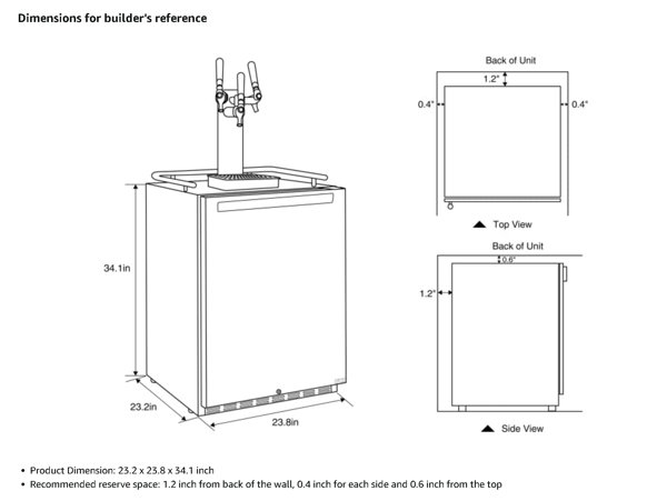 standard kegerator dimensions