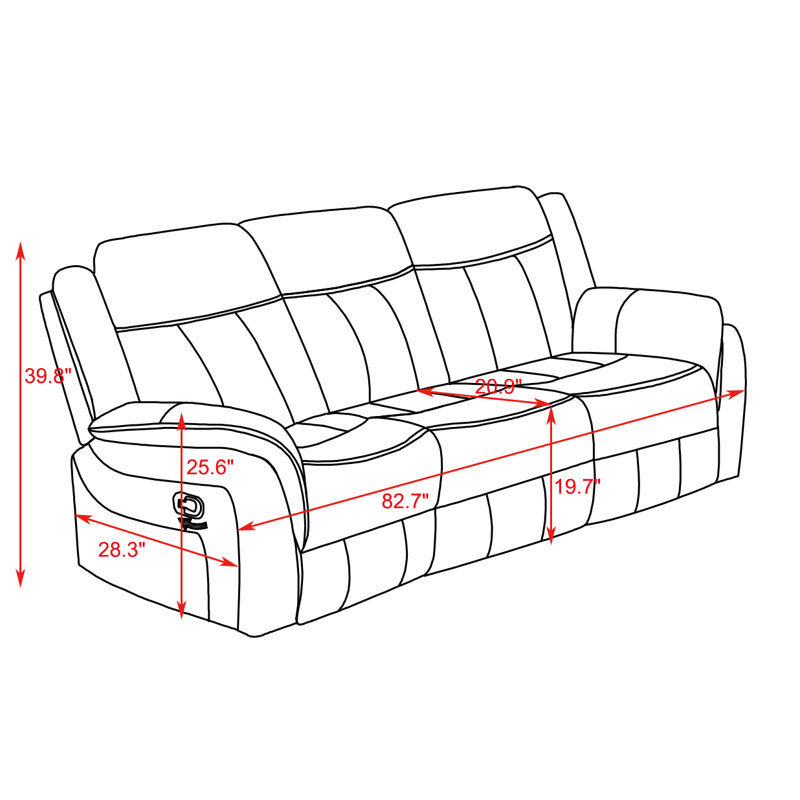 Hausmann Faux Leather Recliner, Black Faux Leather