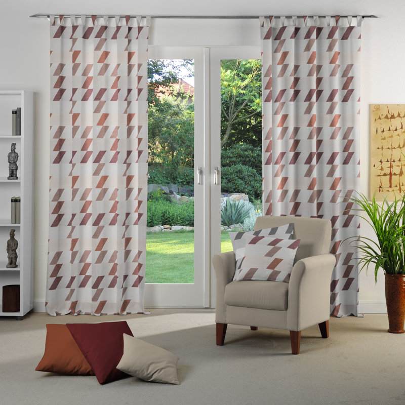 Lopez Room Darkening Curtain Single Panel, 132cm Width x 225cm Drop, Orange/Beige/Grey