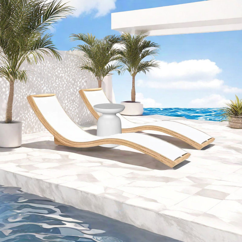 Teak Frame Outdoor Lounge Chair Outdoor Chaise Lounge Set with Table