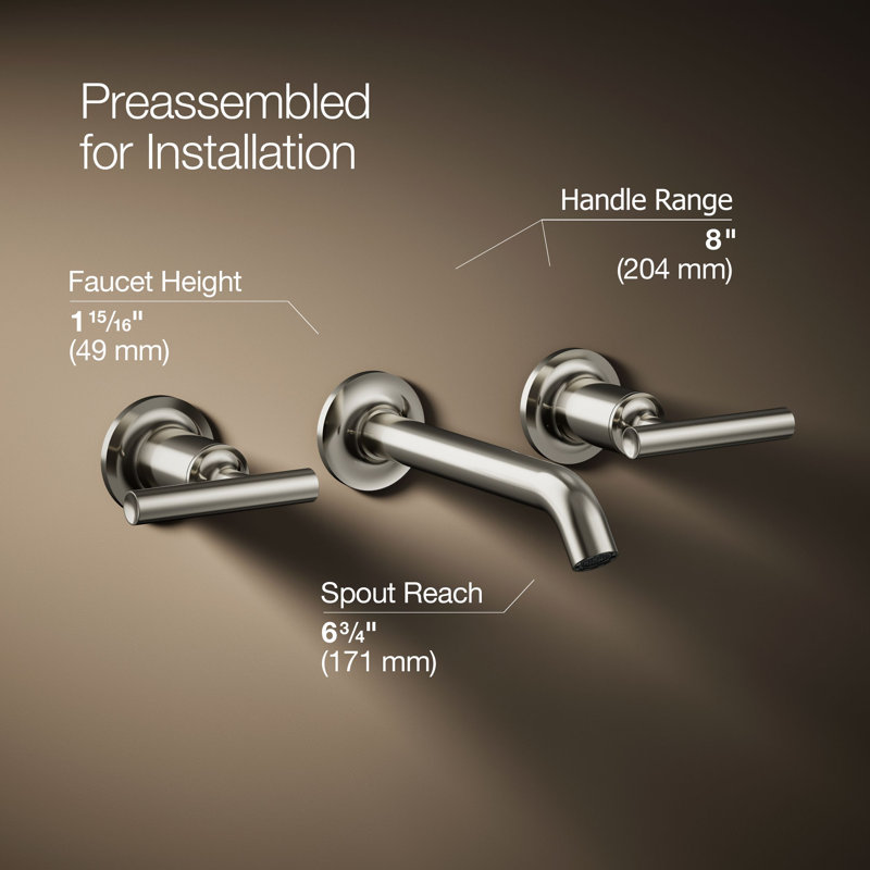 Purist® Wall-Mounted Bathroom Faucet, Vibrant Polished Nickel, Lever Handle