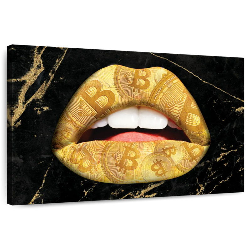 Shuttleworth Bitcoin Gold Lips, 8" H x 12" W