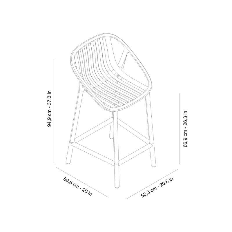 Bini Medium Stool, Greenish Grey, 25.79" Seat Height