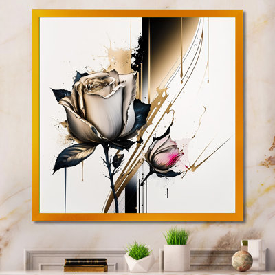«Aya Roses Flow Flower On Abstract Fusion IV», reproduction sur toile
