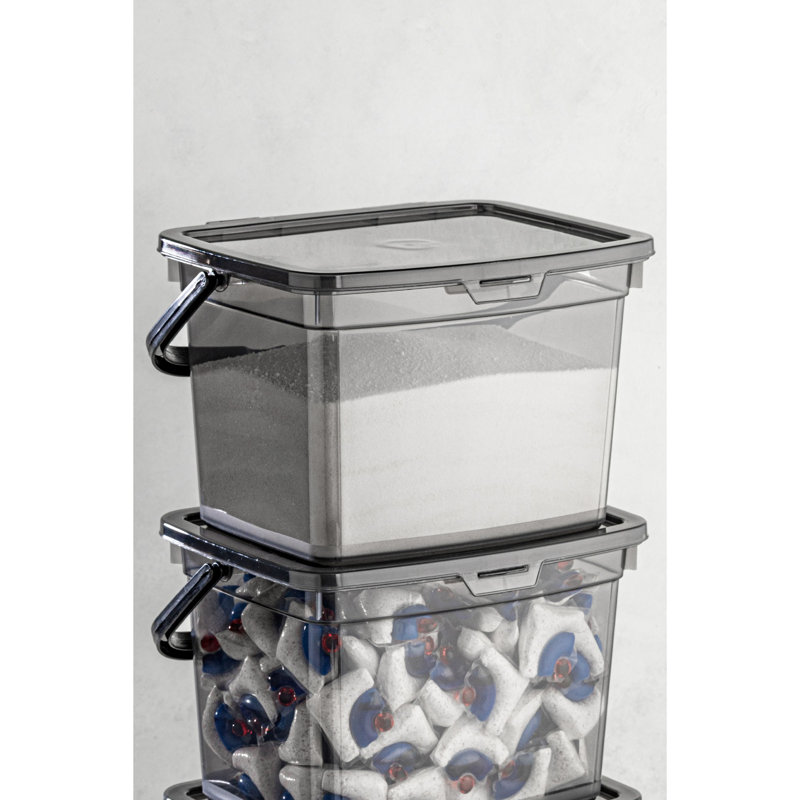 Ensemble de boîtes de rangement en plastique durable (2 pièces), anthracite, 9,1 x 6,3 x 7,1 pouces | 100% sans BPA, va au lave-vaisselle | Idéal pour organiser la maison, le bureau et la cuisine | Conception peu encombrante, robuste et polyvalente