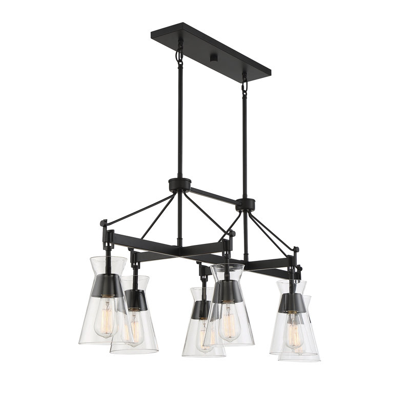 Lustre linéaire à 6 lumières Lakewood, Noir mat