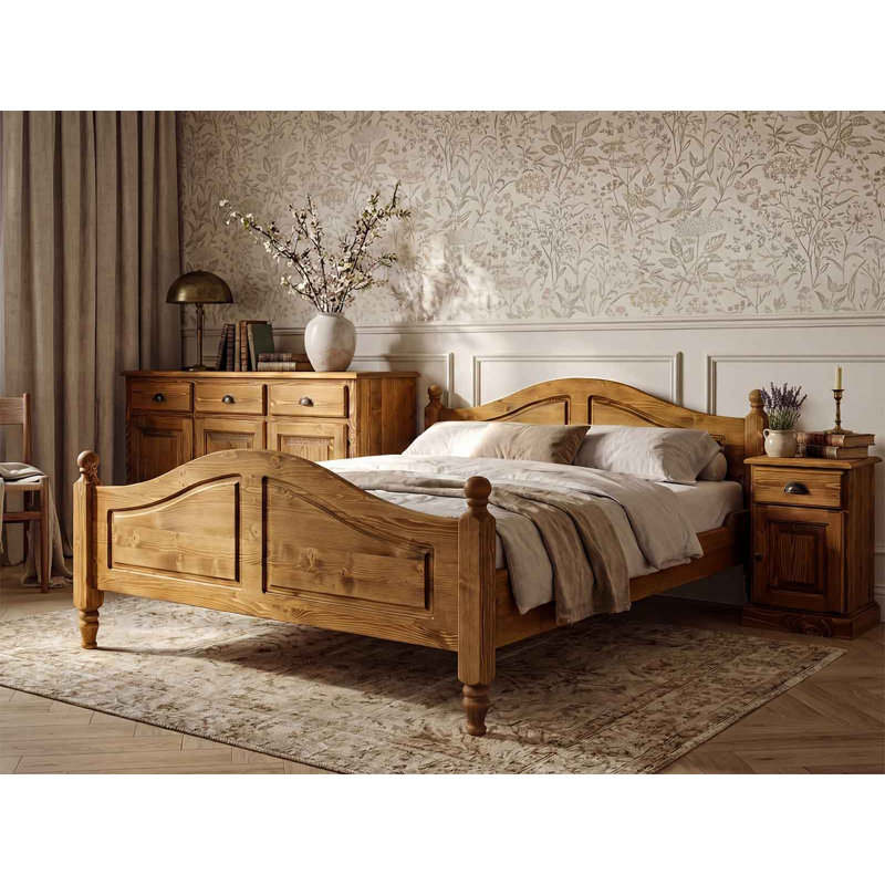 Hailley Solid Spruce Wood Bedframe, European Kingsize (160 x 200 cm)