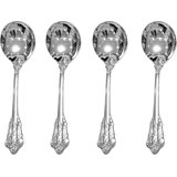 Stainless Steel Buffet Serving Spoon Set - 4-Piece Large Round Serving Spoons With Mirror Finish For Soup, Sauces, And Table Service