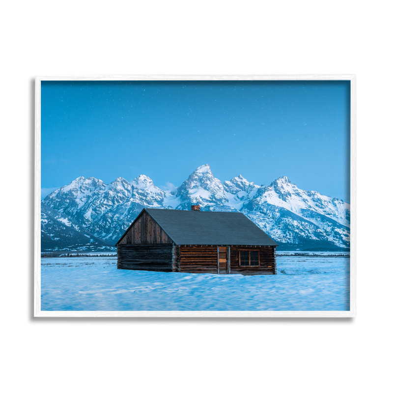 «Log Cabin Mountain View» par Jared Kreiss, reproduction d'art sur toile, Giclée encadrée blanc bord de mer