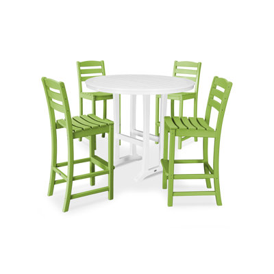POLYWOOD La Casa Café 5-Piece Side Chair Bar Dining Set
