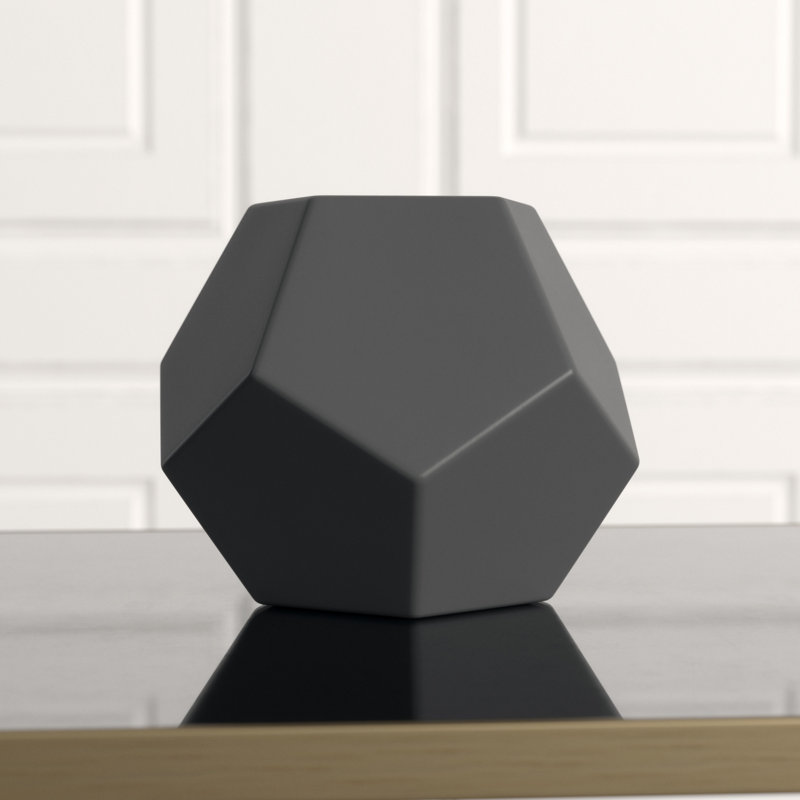 Faceted Table Vase, 4" H x 4.5" W x 4.5" D, Black
