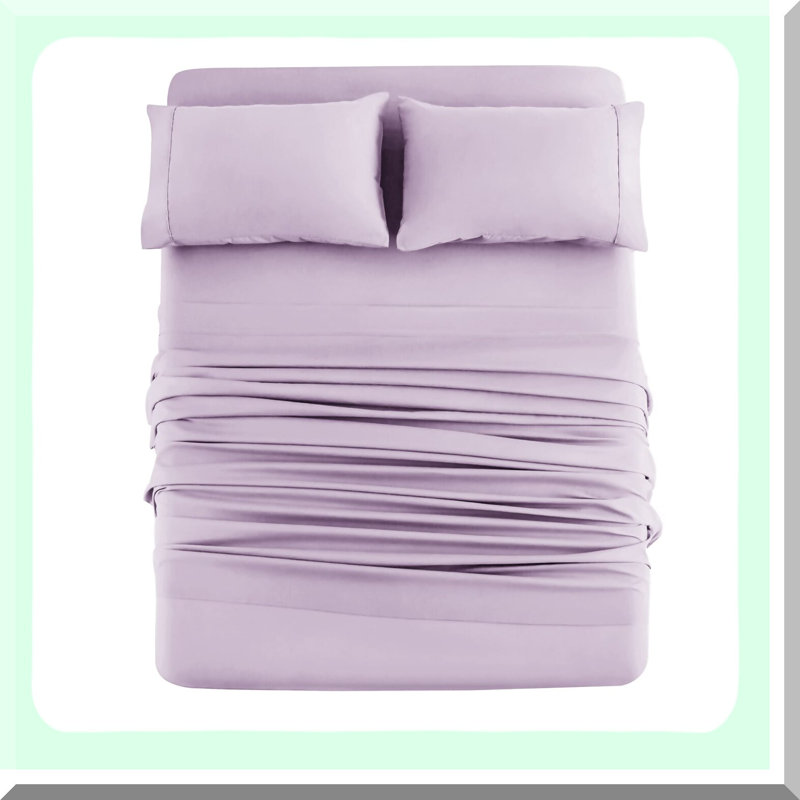 Lavender Bliss 4-Piece Bed Sheet Set - Brushed Microfiber Soft Bedding with Pillowcases - Fade Resistant & Easy Care Queen Size Sheets