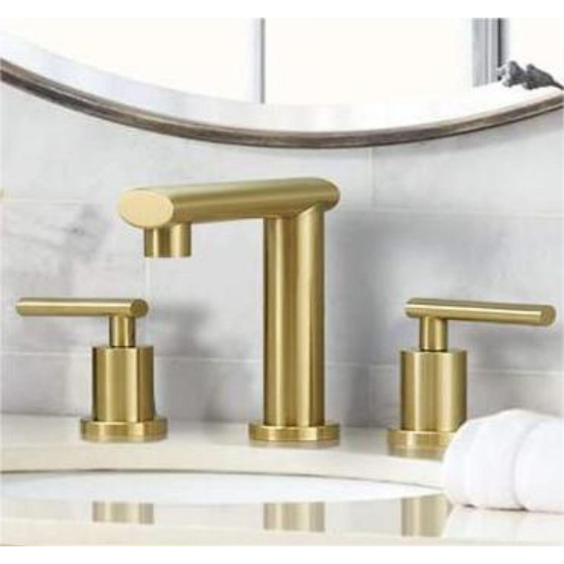 Widespread 2-handle Bathroom Faucet with Drain Assembly, Brushed Gold