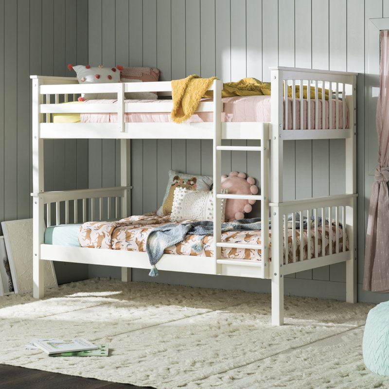 Brinna Kids Twin Over Twin Bunk Bed, Off White