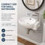 Lavabo de salle de bain mural 16 po x 11 po, lavabo de salle de bain mural ovale en céramique avec trop-plein, compatible avec robinet à un trou, blanc