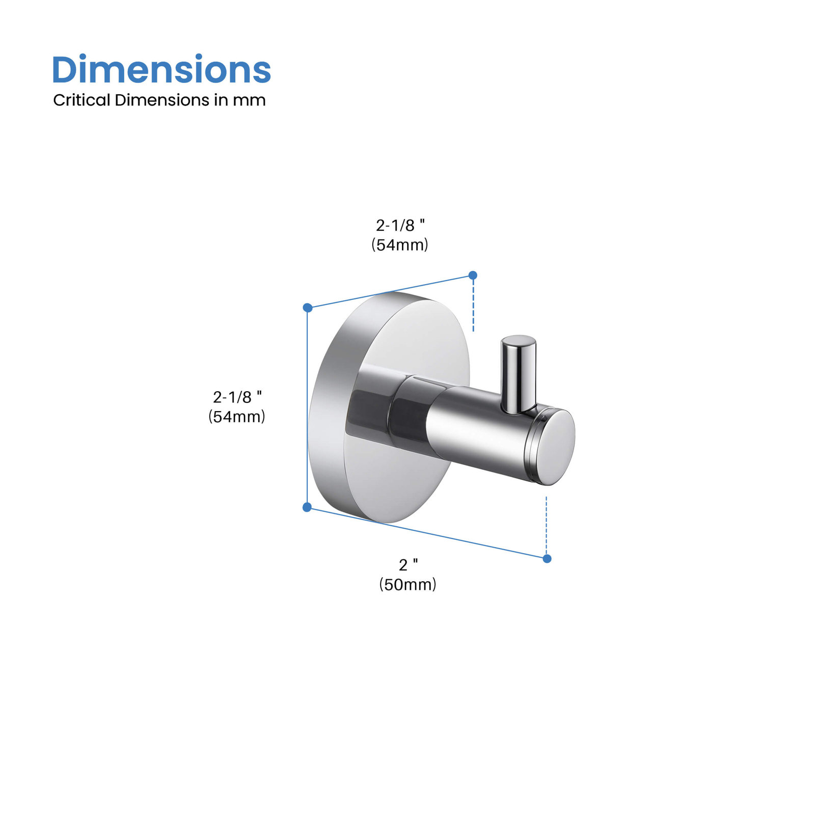 Circular Single Wall-Mounted Robe Hook, Chrome