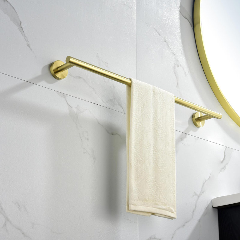 6 Piece Stainless Steel Bathroom Towel Rack Set Wall Mount, Brushed Gold