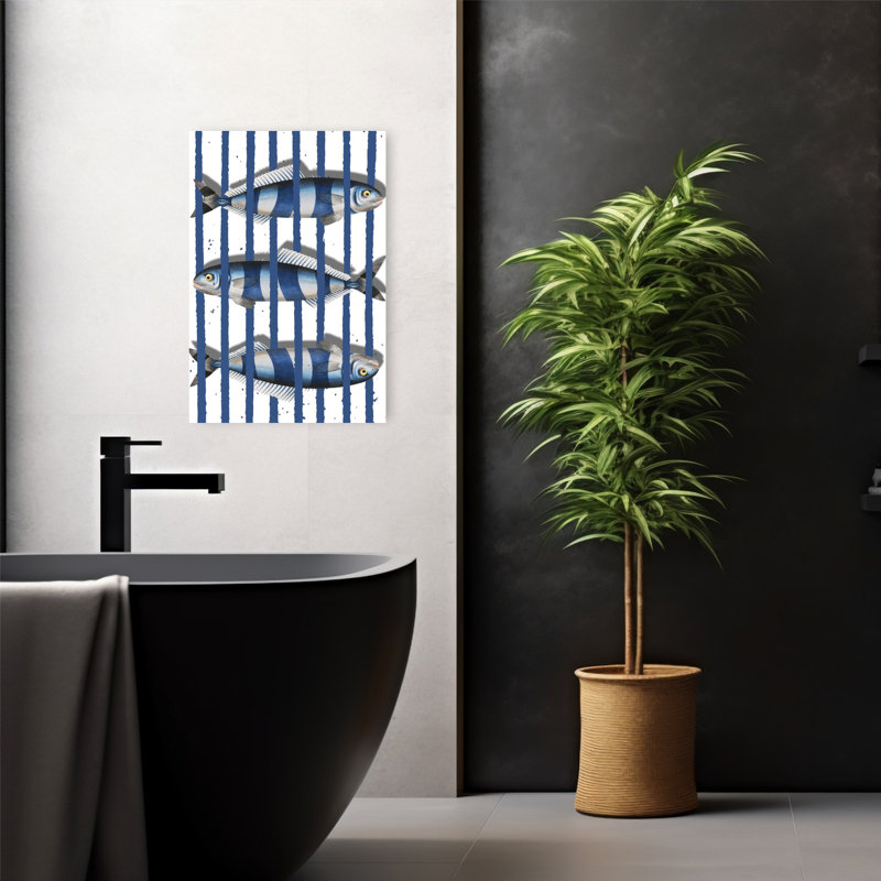 "Blue Striped Fish", H 24 po x l 16 po
