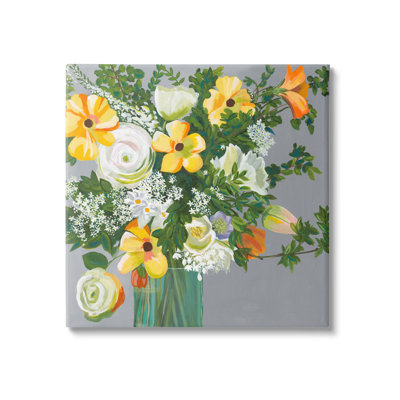 Fleurs jaunes et blanches sur toile par Fab Funky Print