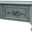 Console incurvée, 4 tiroirs et 1 tablette, bleu antique, meuble de salon, table en bois massif, et construction