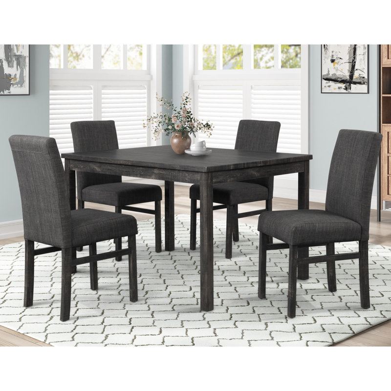 Essy - 5 Piece Dining Set (Black Charcoal) , Black Charcoal