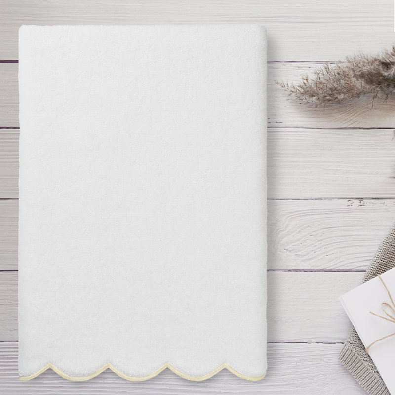  Serviette de bain 100% coton ADORNIA, Blanc / beige, Serviette de bain - 1 paquet