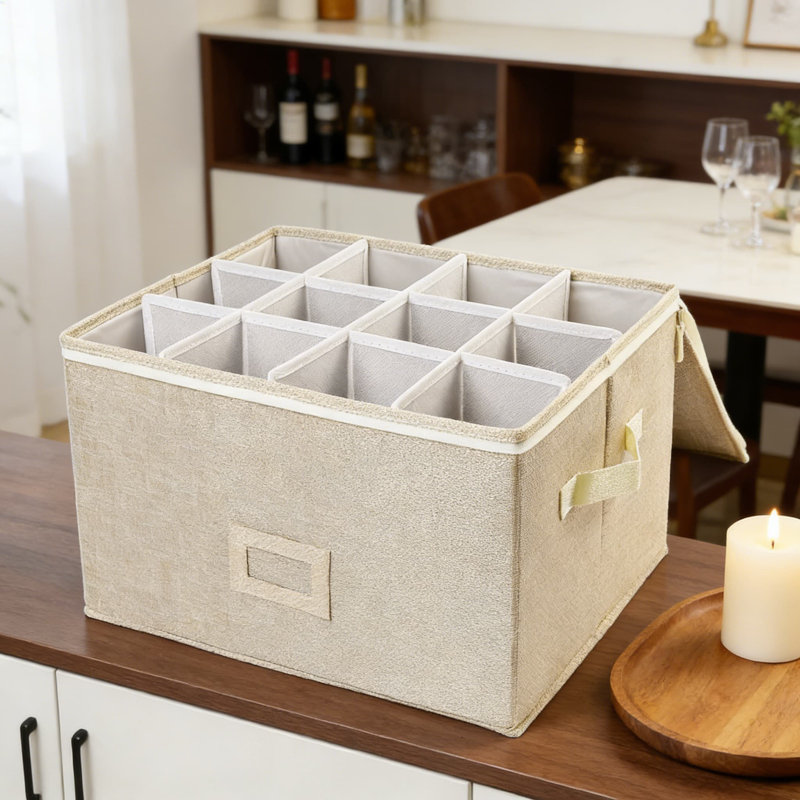 Boîte de rangement rigide en verre à pied avec séparateurs et poignées, protecteur de verre à vin empilable pour le déplacement et le transport, étui à flûte en cristal et champagne