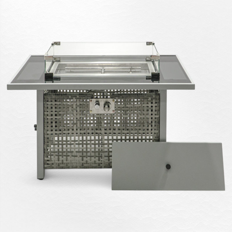 Table de foyer d'extérieur au propane, Gris