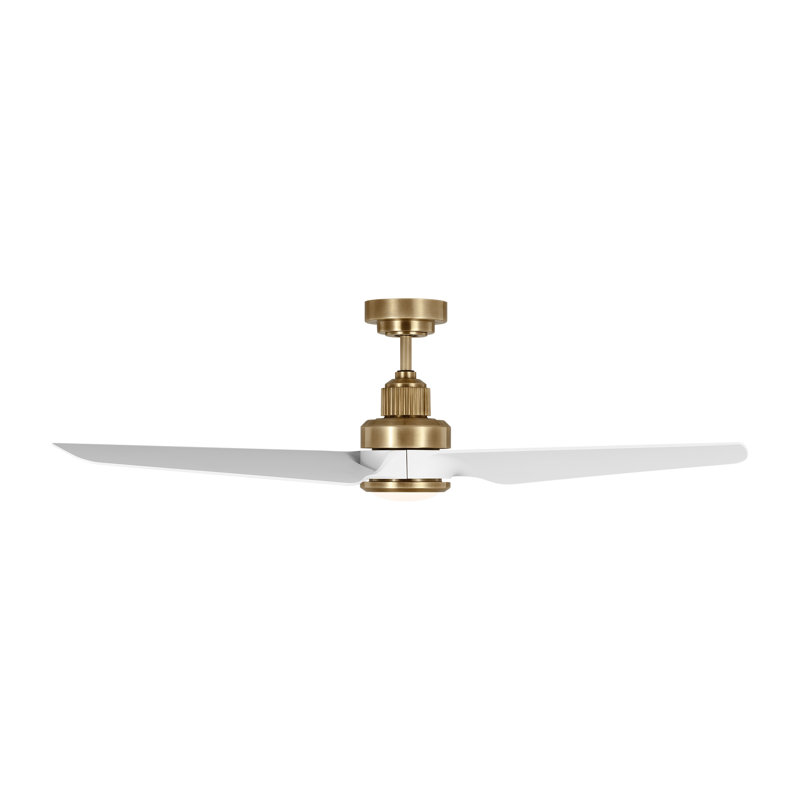 Smart LED Downrod Ceiling Fan, Hand Rubbed Brass