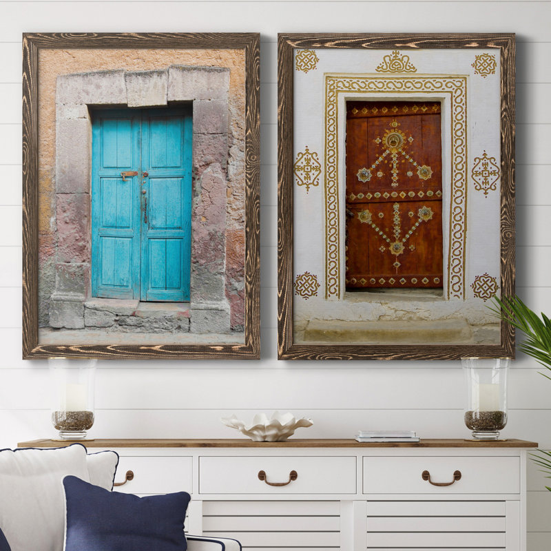 Porte topaze - ensemble de 2 reproductions de photos, H 44 po x l 31 po x P 1 po, Toile avec cadre en noyer, Pas de tapis
