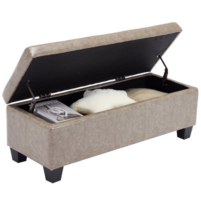 Rectangular solid hardwood bedside storage Bench