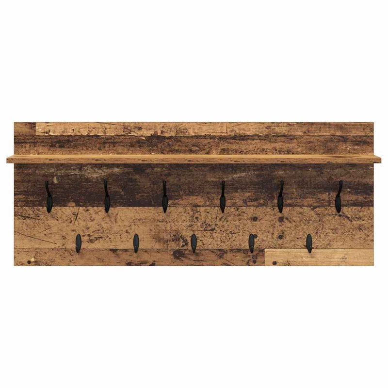 Wall-Mounted Coat Rack With Shelf Engineered Wood, Old Wood