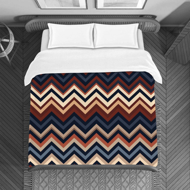 Polyester Chevron / Zig Zag Duvet Cover, Queen Duvet Cover