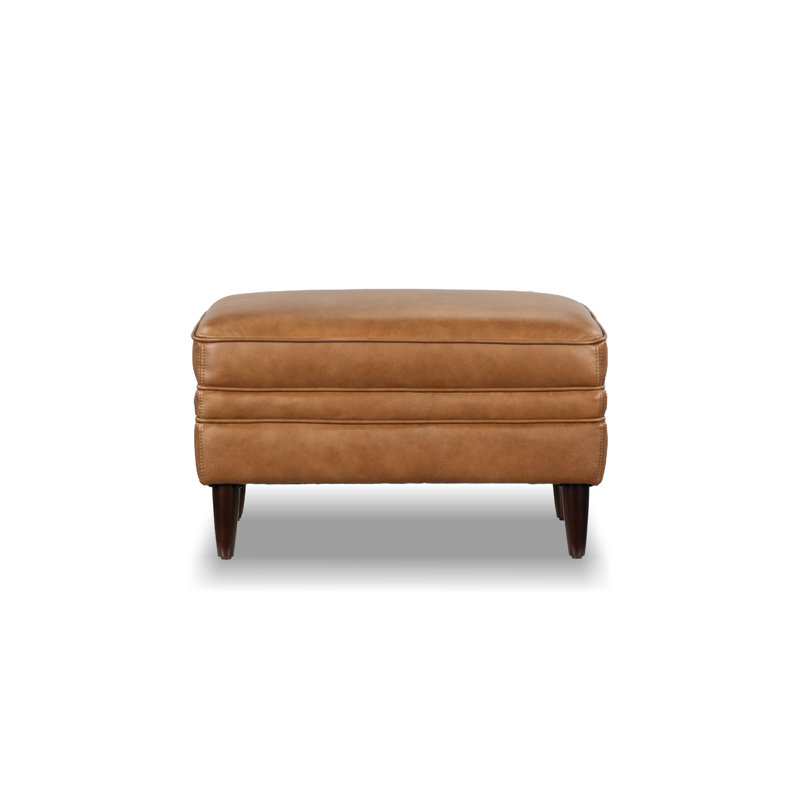 Leyla Genuine Leather 30.31" Ottoman, Honey