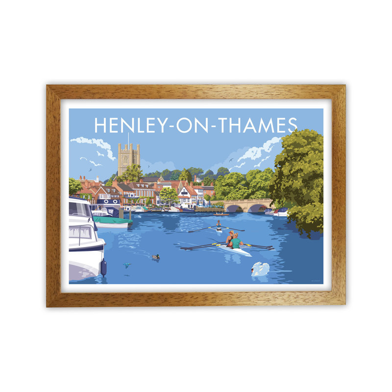 Henley On Thames by Stephen Millership - Print on Canvas, Brown Framed Paper, 46cm H x 63cm W x 3cm D