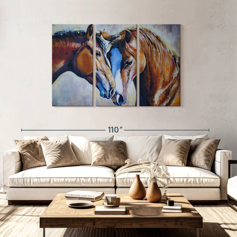 Two Affectionate Horses, 48" H x 74" W