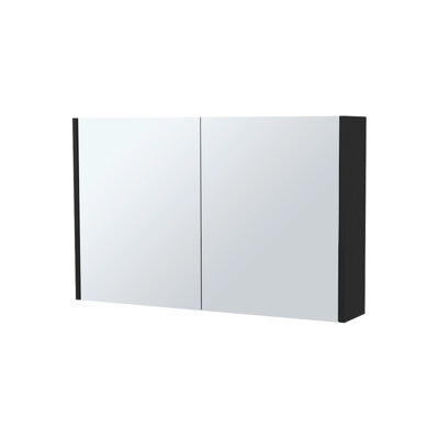 Modern Black Bathroom Storage Cabinet With 2 Mirrored Doors And 3 Shelves 2-Door Medicine Mirrors Three Internal Shelf Spaces