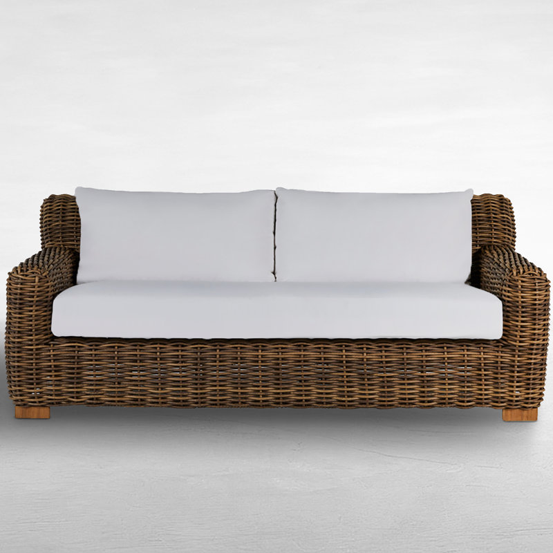 Montauk N-Dura Resin Wicker Outdoor Sofa, No Welt + Dream Fill, Availa Natural White
