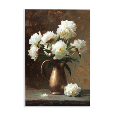 Bronze Vase Peonies Wall Plaque, design by Petal Prints Design