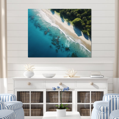 Plage relaxante vue aérienne I - plage, art mural
