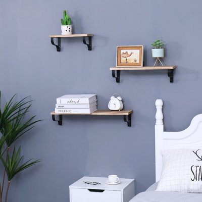 Tablettes flottantes, ensemble de 3 tablettes murales longues, tablettes murales avec supports pour chambre à coucher, salon, cuisine, salle de bain