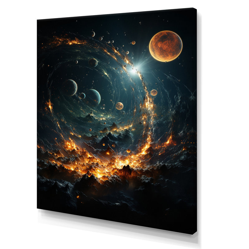 «Galaxies Planets I» sur toile, H 40 po x l 30 po x P 1,5 po