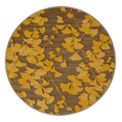 Machine Washable Botanical Brown Area Rug