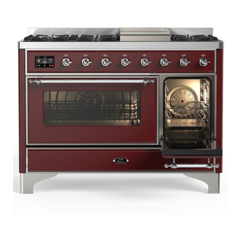 Majestic III Series 48 Inch Dual Fuel Range with 5 Sealed Burners, Griddle, Frenchtop in Matte Graphite (Liquid Propane, Burnished Trim)