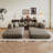  Sectional Sofa — 78.8" Convertible Floor Sofa Bed with Pillow Back Support, Corduroy Fabric Loveseat, Camel